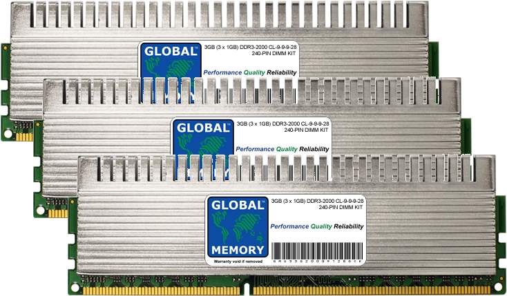 3GB (3 x 1GB) DDR3 2000MHz PC3-16000 240-PIN OVERCLOCK DIMM MEMORY RAM KIT FOR ACER DESKTOPS